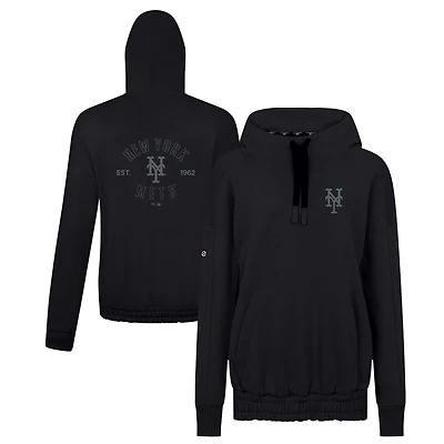 Sweat à capuche épaules tombantes noir pour femme Levelwear des Mets de New York Waterfall Nightfall