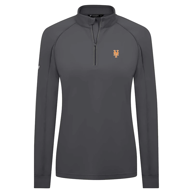 Women's Levelwear Charcoal New York Mets Kinetic Insignia 2.0 Raglan Quarter-Zip Top