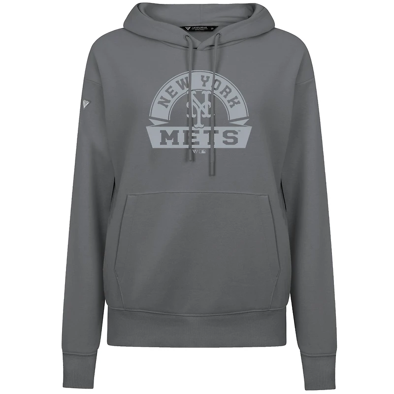 Women's Levelwear New York Mets Adorn Banner Arch Pullover Hoodie