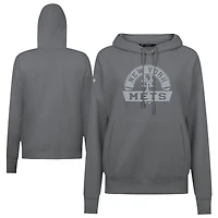 Women's Levelwear White New York Mets Adorn Banner Arch Pullover Hoodie