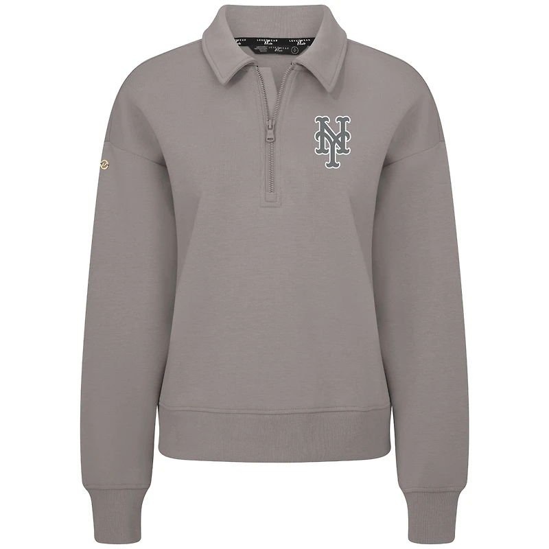 Women's Levelwear Gray New York Mets Canmore Quarter-Zip Pullover