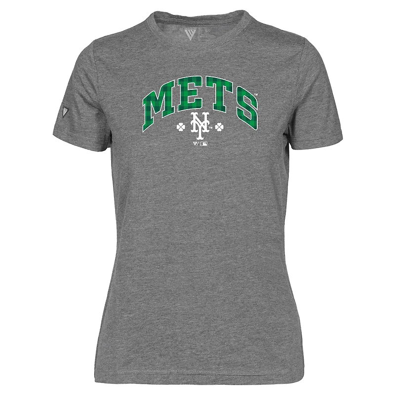 Women's Levelwear Gray New York Mets St. Patrick's Day Maddox Plaid T-Shirt