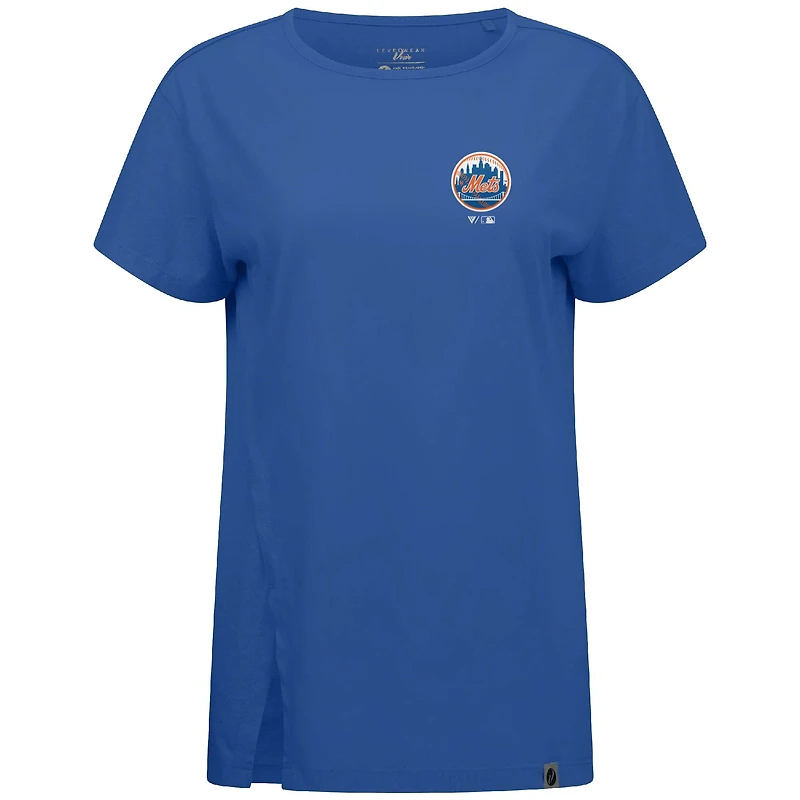 Women's Levelwear Royal New York Mets Influx Cooperstown Core Logo T-Shirt