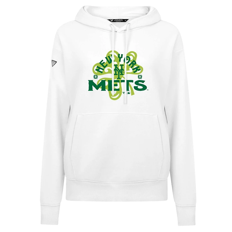 Sweat à capuche blanc pour femme Levelwear New York Mets St. Patrick's Day Adorn Shamrock