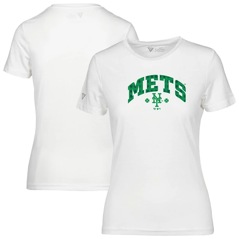 Women's Levelwear White New York Mets St. Patrick's Day Maddox Plaid T-Shirt