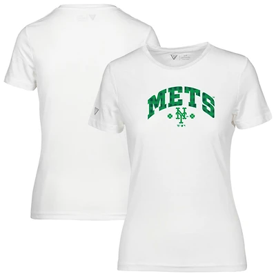 Women's Levelwear White New York Mets St. Patrick's Day Maddox Plaid T-Shirt