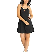 Women's Lusso  Black New York Mets Nakita Strappy Scoop Neck Dress