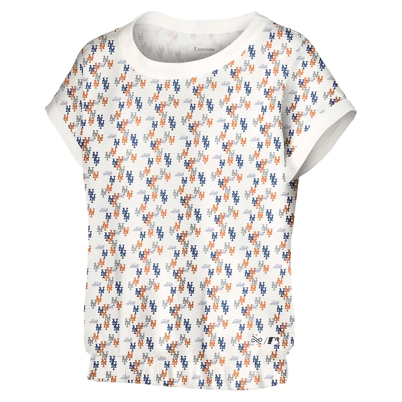 T-shirt Madge Dolman tri-mélange des Mets de New York Lusso White pour femme