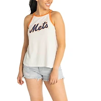 Women's Lusso  White New York Mets Nadine Halter Tank Top
