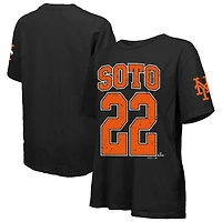 T-shirt surdimensionné noir pour femme Juan Soto de Majestic Threads avec nom et numéro des Mets New York