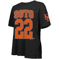 T-shirt surdimensionné noir pour femme Juan Soto de Majestic Threads avec nom et numéro des Mets New York