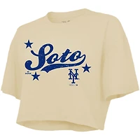 Haut court boxy crème Juan Soto de Majestic Threads pour femme, des Mets New York