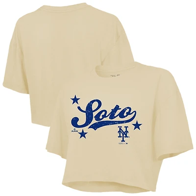 Haut court boxy crème Juan Soto de Majestic Threads pour femme, des Mets New York