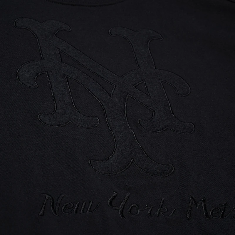 Women's Mitchell & Ness Black New York Mets Cooperstown Collection Phantom Cropped T-Shirt