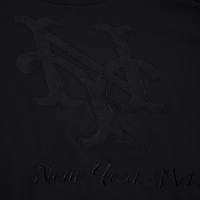 Women's Mitchell & Ness Black New York Mets Cooperstown Collection Phantom Cropped T-Shirt