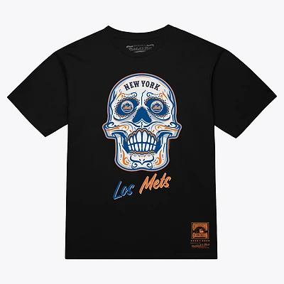 Women's Mitchell & Ness  Black New York Mets Sugar Skull Boxy T-Shirt