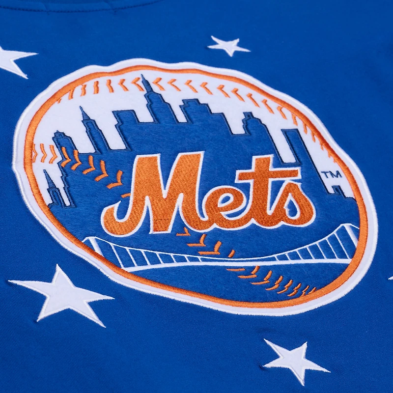 T-shirt court et carré Mitchell & Ness Royal New York Mets Pep Rally pour femmes