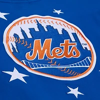 T-shirt court et carré Mitchell & Ness Royal New York Mets Pep Rally pour femmes