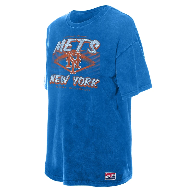 T-shirt oversize bleu délavé minéral New Era pour femme des Mets de York