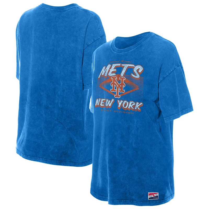 T-shirt oversize bleu délavé minéral New Era pour femme des Mets de York
