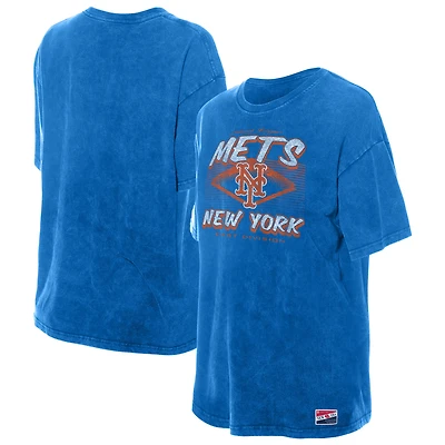T-shirt oversize bleu délavé minéral New Era pour femme des Mets de York