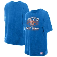 T-shirt oversize bleu délavé minéral New Era pour femme des Mets de York