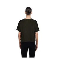 Women's New Era  Charcoal York Mets City Connect Throwback Meshback Pinstripe Boxy T-Shirt