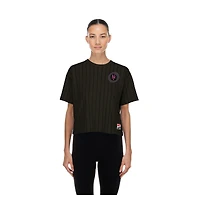 Women's New Era  Charcoal York Mets City Connect Throwback Meshback Pinstripe Boxy T-Shirt