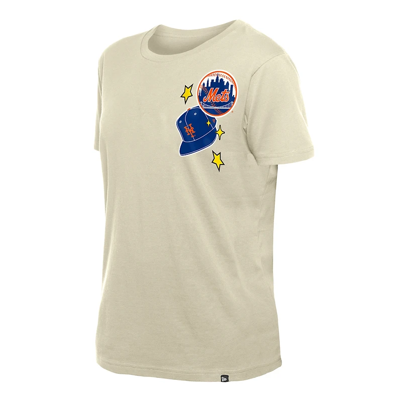 Women's New Era  Cream York Mets Stars & Cap T-Shirt