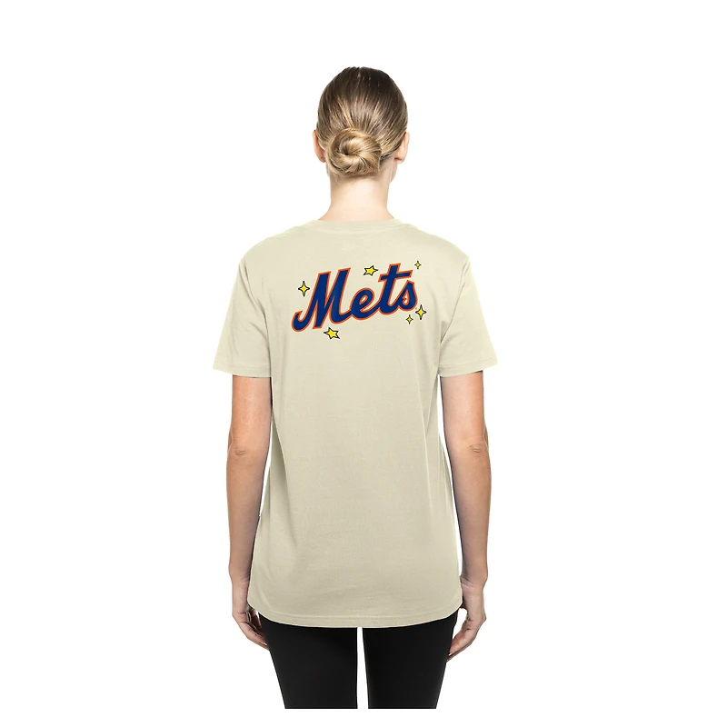 Women's New Era Cream York Mets Stars & Cap T-Shirt