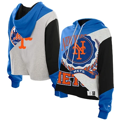 Women's New Era  York Mets Upcycled Color Block Cropped Boxy Hoodie
