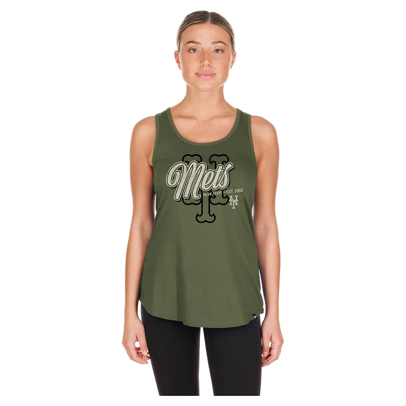 Débardeur New Era Olive pour femme, York Mets 2026, Journée des forces armées
