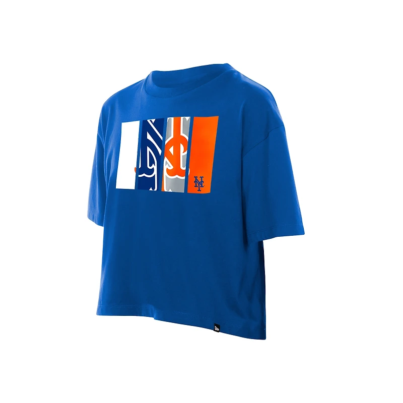 Women's New Era Royal York Mets Boxy Foil Logo T-Shirt