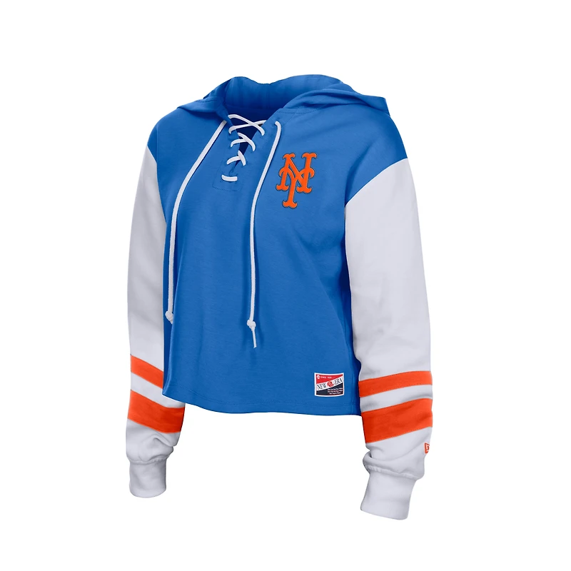 Sweat à capuche New Era Royal York Mets pour femme, coupe carrée et lacée