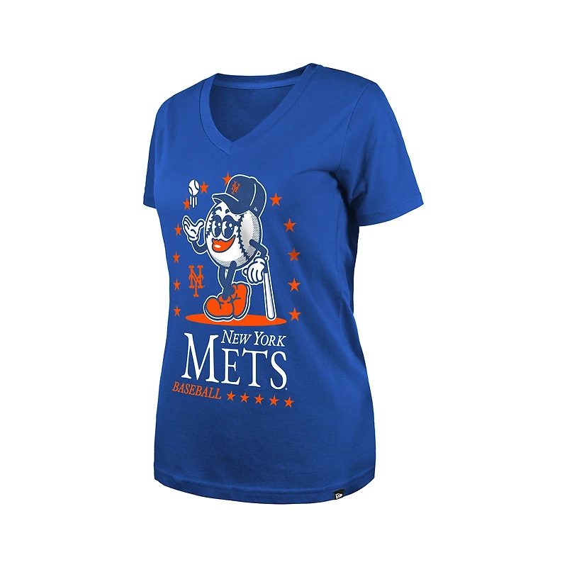 Women's New Era Royal York Mets Little Miss 2 V-Neck T-Shirt