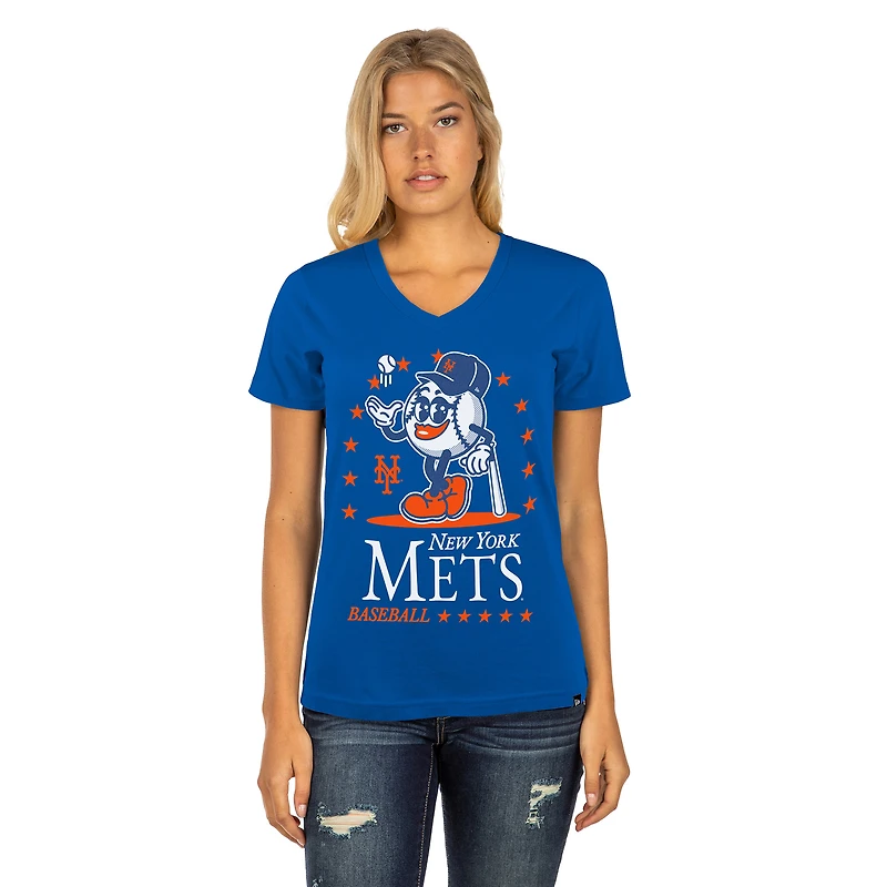 T-shirt col V Little Miss 2 Royal New York Mets pour femme de Era