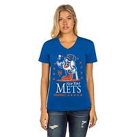 T-shirt col V Little Miss 2 Royal New York Mets pour femme de Era