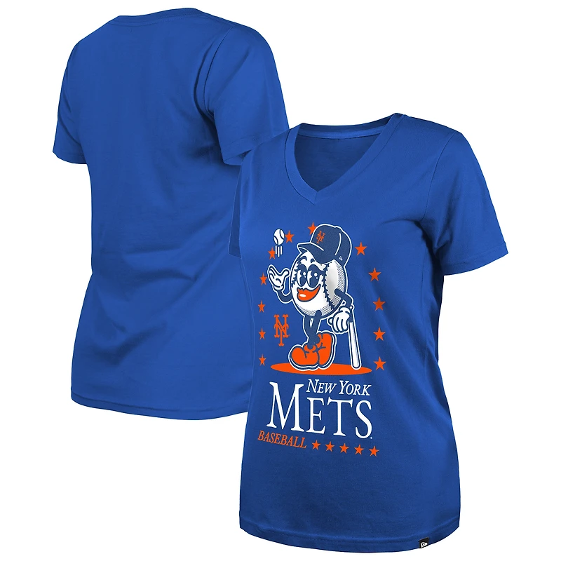 T-shirt col V Little Miss 2 Royal New York Mets pour femme de Era
