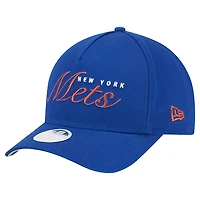 Casquette ajustable New Era Royal New York Mets Metallic A-Frame 9FORTY pour femme