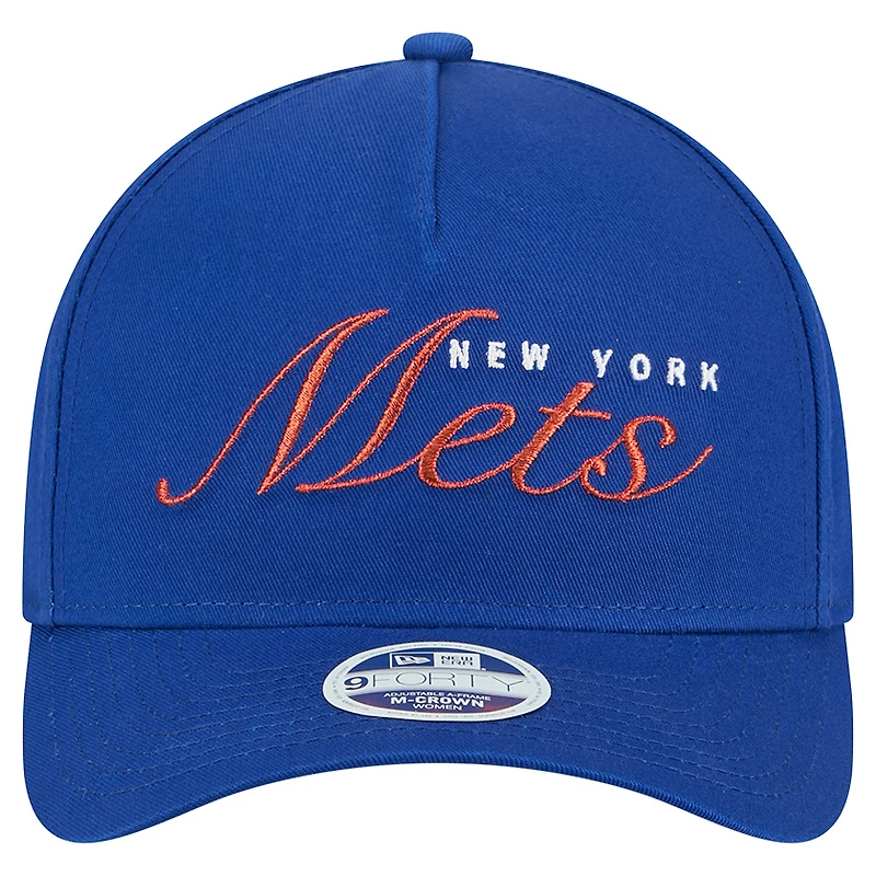 Women's New Era Royal New York Mets Metallic A-Frame 9FORTY Adjustable Hat