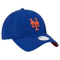 Casquette ajustable New Era Royal New York Mets Roses 9TWENTY pour femme