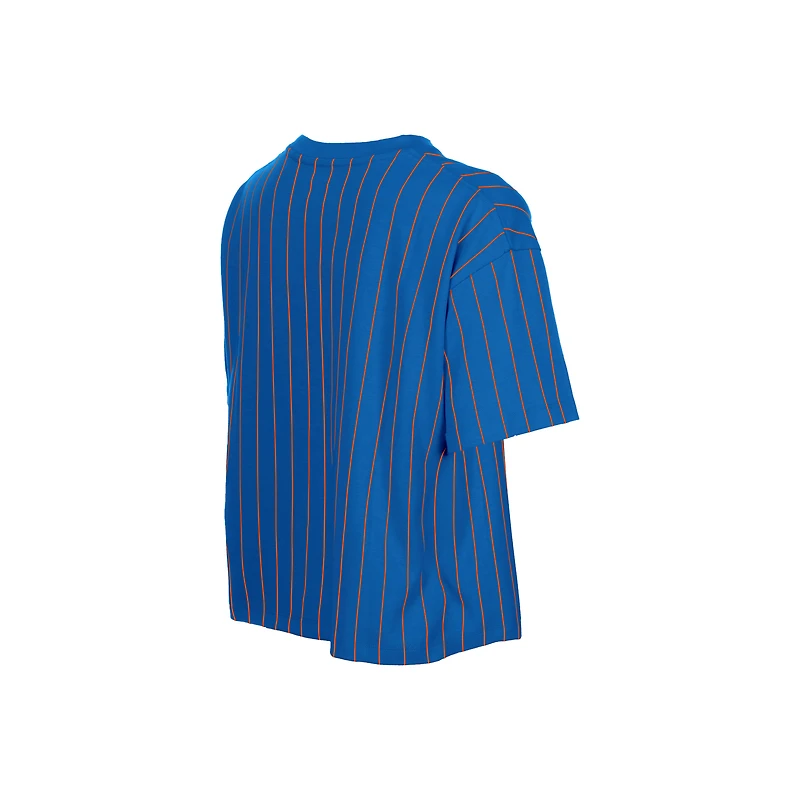 Women's New Era  Royal York Mets Throwback Meshback Pinstripe Boxy T-Shirt