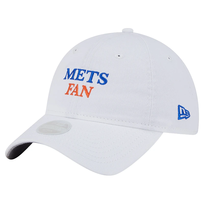 Casquette ajustable New Era blanche pour femme, fan de l'équipe des Mets de New York, modèle 9TWENTY