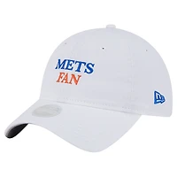 Casquette ajustable New Era blanche pour femme, fan de l'équipe des Mets de New York, modèle 9TWENTY