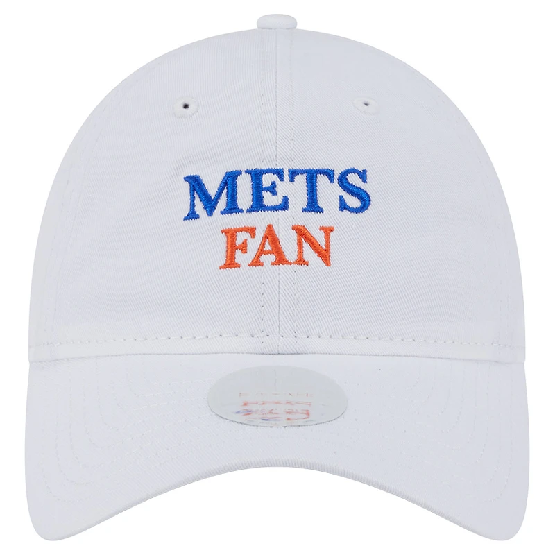 Casquette ajustable New Era blanche pour femme, fan de l'équipe des Mets de New York, modèle 9TWENTY