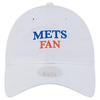 Casquette ajustable New Era blanche pour femme, fan de l'équipe des Mets de New York, modèle 9TWENTY