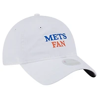 Casquette ajustable New Era blanche pour femme, fan de l'équipe des Mets de New York, modèle 9TWENTY