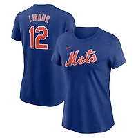 T-shirt Nike pour femme Francisco Lindor Royal New York Mets Fuse avec nom et numéro