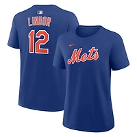 T-shirt Nike pour femme Francisco Lindor Royal New York Mets avec nom et numéro