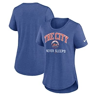 Women's Nike  Heather Blue New York Mets The City Never Sleeps Tri-Blend T-Shirt